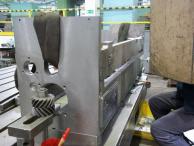 Press frame being machined on a boring machine