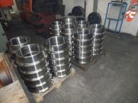 Trolley wheels. Induction hardening used to obtain surface hardness (60 Hrc) Ø350