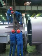 Parts being assembled. Assembled unit size and weight: Ø 3200 Lg 9200 weight 48T