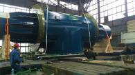 Mechanically-welded unit being loaded. Assembled unit size and weight: Ø 3200 Lg 9200 weight 48T